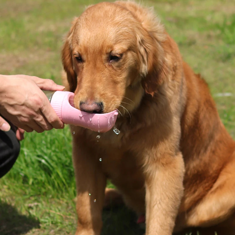 Garrafa de água portátil 2 em 1 para cães pequenos e grandes, tigelas para caminhada ao ar livre, alimentador de animais